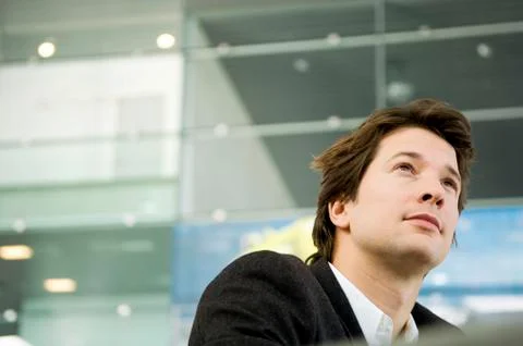 Close-up of a businessman thinking Stock Photos