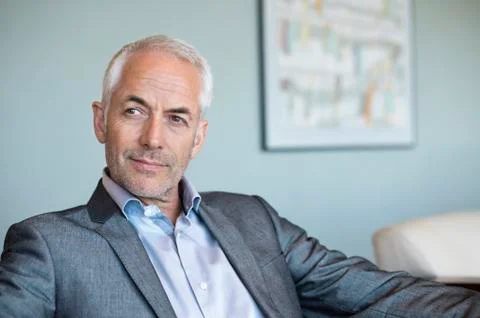 Close-up of a businessman thinking Foto stock