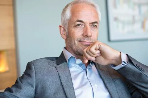Close-up of a businessman thinking Stock Photos