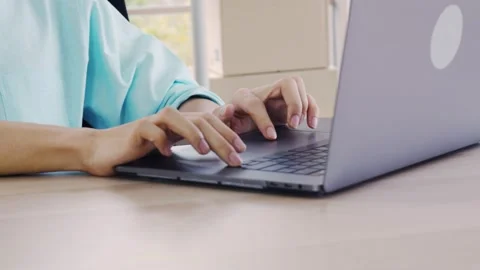 Close up businessman typing using laptop write coding programming. Stock Footage 145887570