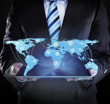 Close-up of businessman using digital tablet Illustrazione stock
