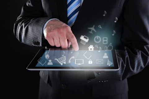 Close-up of businessman using digital tablet 스톡 일러스트