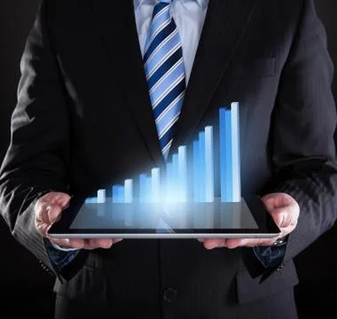 Close-up of businessman using digital tablet Illustrazione stock