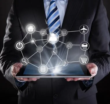 Close-up of businessman using digital tablet Illustrazione stock