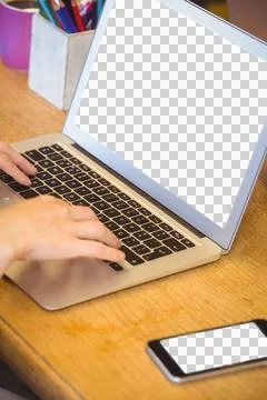 Close-up of businessman using laptop computer Stock Photos