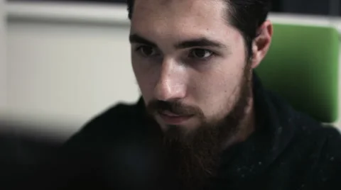 Close up of a businessman working concentrated with his computer - tracking shot Stock Footage 65979730
