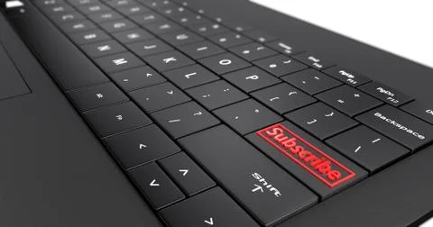 Close up button key pad Subscribe on laptop keyboard. Stock Illustration