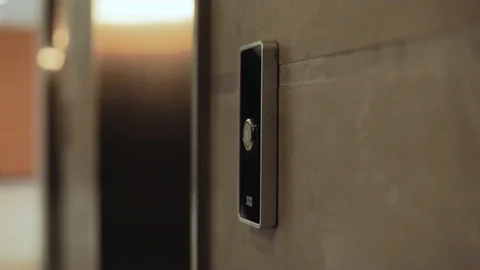 Close up button of lift elevator business technology lift push building interior Stock Footage 97273597