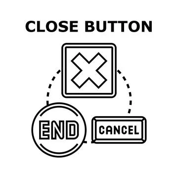Close button options selecting cancelling ending process Stock Illustration