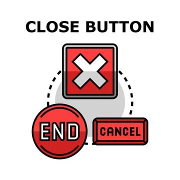 Close button options selecting cancelling ending process Stock Illustration