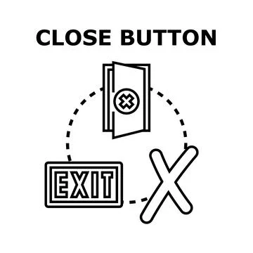 Close button user interface concept with exit sign Stockillustratie