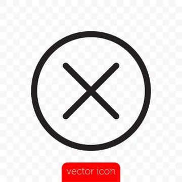 Close button. Vector close icon line X cross in circle Stock Illustration