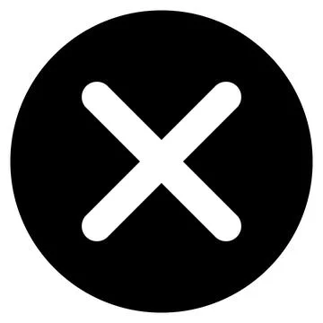 Close button - x in circle, black and white cross icon symbol, vector Stock Illustration