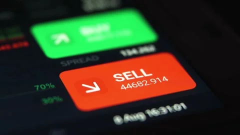 Close up of BUY and SELL button in online crypto currency or stock trading broke Stock-Footage 158613168