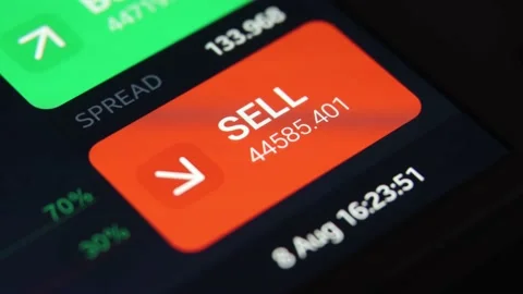 Close up of BUY and SELL button in online crypto currency or stock trading broke 스톡 동영상 158613188