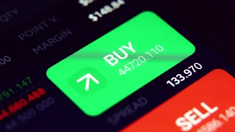 Close up of BUY and SELL button in online crypto currency or stock trading broke Stock-Footage 158613221