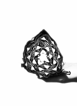 Close up of a cabbage cut in half in black and white Stock Photos