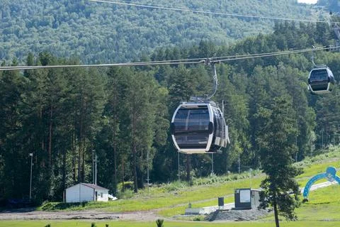 Close-up of a cable car cabin against the sky. Stock Photos