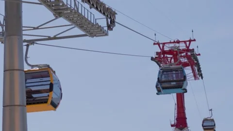 Close-up of cable car cabins in motion Stock Footage 286031231