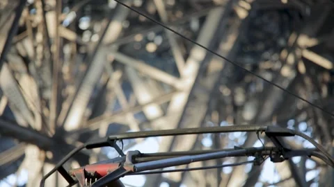 Close-up of a cable connector on a metal structure with intricate Stock Footage 269112142