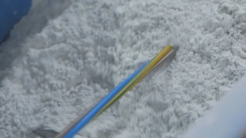Close-up of the cable in the insulation shell is treated with talc. Stock Footage 125391314