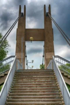 Close up of cable stayed bridge Stock Photos