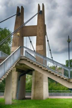 Close up of cable stayed bridge Stock Photos