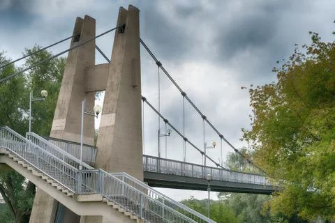 Close up of cable stayed bridge Stock Photos