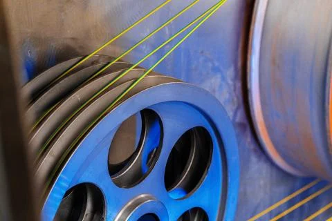 Close up of cable wire production in cable factory Foto stock
