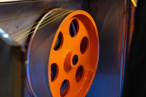 Close up of cable wire production in cable factory Foto stock