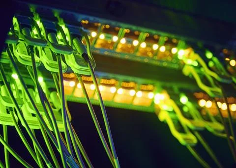 Close-up of cables in data center Foto stock