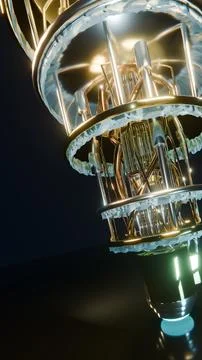 Close Up of Cables on Quantum Computer, Vertical 9:16 Photo Stock Photos