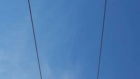 Close up of cableway in the blue sky . 1 Stock Footage 129822215