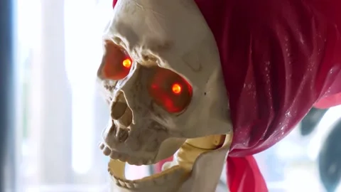 Close up of cackling pirate skeleton, halloween decoration concept, Stock Footage 167625312