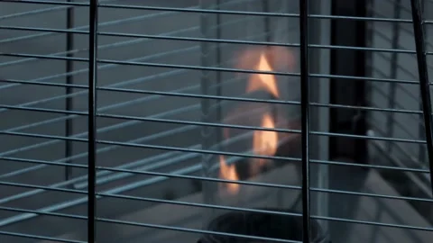 A close up of a cage and fire Stock-Footage 131263036