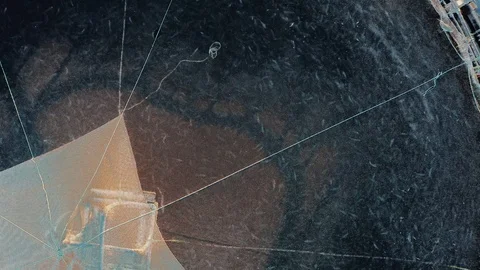 A close-up of a cage for raising fish in the open sea Видео 106627292