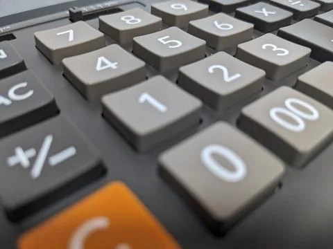 Close up calculator isolated Stock Photos