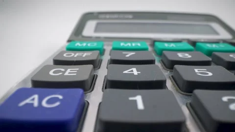 Close up of calculator keypad with numbers and function buttons Video stock 331694235