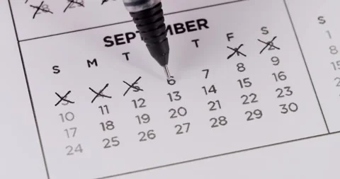 A close up of a calendar with a pen on it 库存影片 265070967