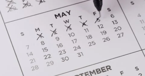 Close-up of Calendar with Pen Marking Important Weekly Dates Vidéo 280128536