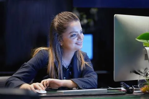 Close-up of an call center worker. Stock Photos