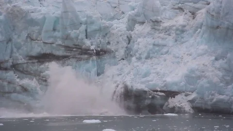 Close Up of Calving Glacier Exploding into the Water (Glacier Bay National Park) Stock Footage 84292119