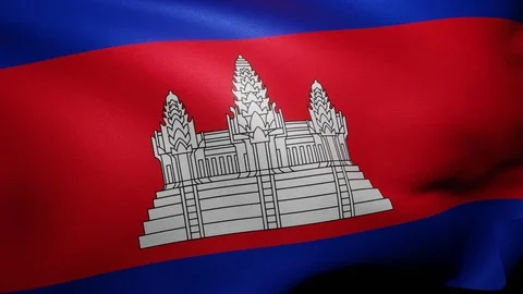 Close up of Cambodia flag waving in wind. Flag background 4K UHD 60FPS Video stock 121039045