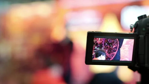 Close-up of a camcorder filming video. Stock Footage 163376550