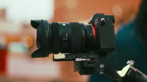Close up of camera on gimble Stock-Fotos