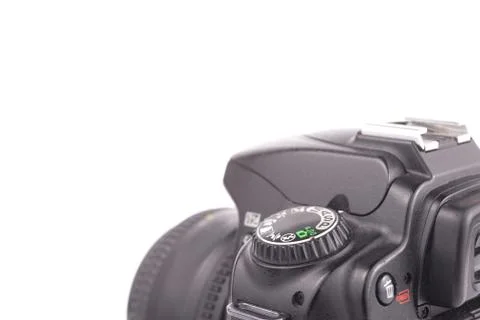 Close up of a camera  isolated on a white background. Stock Photos
