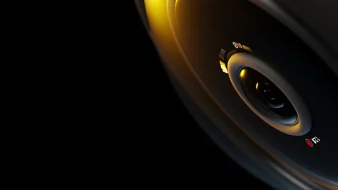 Close up camera lens on black background. Space side area for your text Stock Footage 227975688