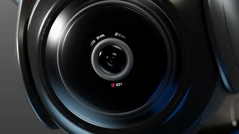 Close up camera lens. CCTV camera security Scan the area for surveillance Video stock 227975702