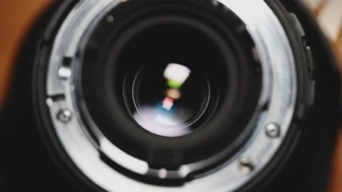 Close Up of Camera Lens Mount and Aperture Ring Stock Footage 345505765