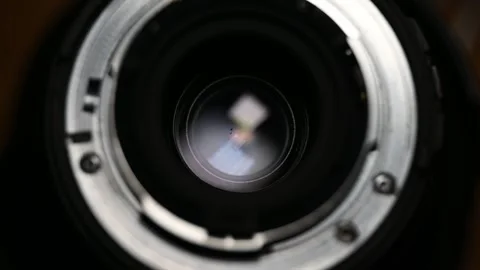 Close Up of Camera Lens Mount and Aperture Ring Stock Footage 345505784